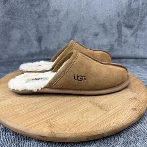UGG Shoes Womens Size 7 Brown Suede Mule Slippers Shearling Lined 1115139
